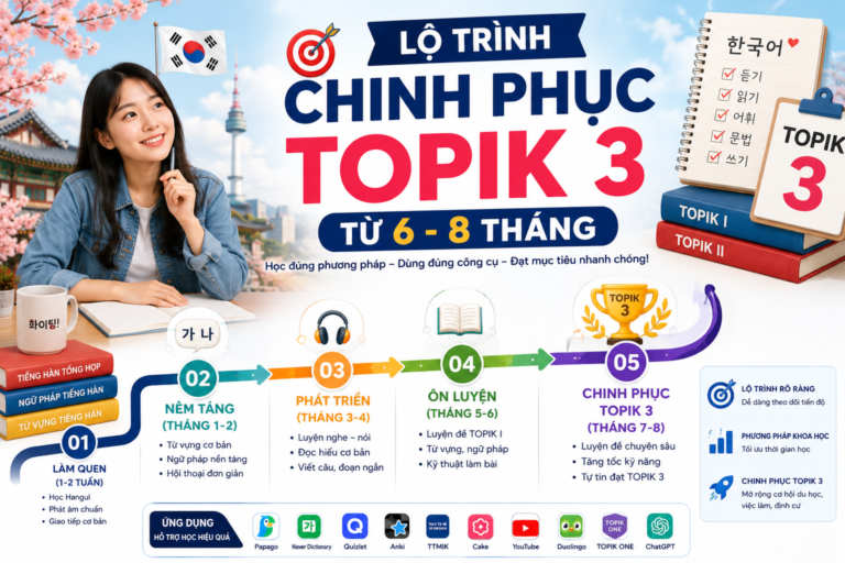 Lộ trình học tiếng Hàn từ số 0 đến TOPIK 3 chi tiết nhất